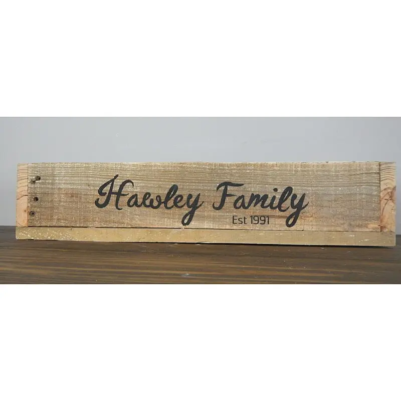 Rustic personalized customized bid cheaper Pallet Wood Box with Last Name Est Date Centerpiece Wood Box Mantel Wood Box crates
