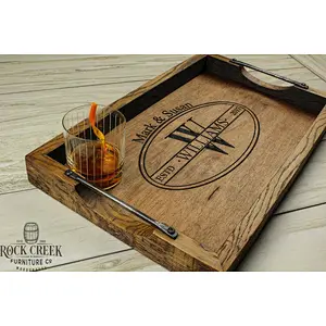 Farmhouse Rustic-wine Barrel Tray Personalized Wood Tray Wooden Tray Wooden Serving Trays Wooden Trays Serving