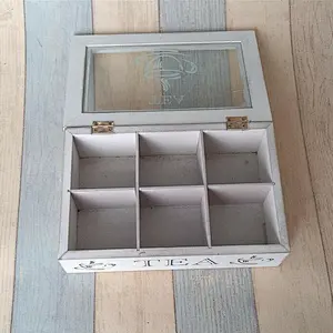 Grid Wooden Storage Divided Box Drawer Desk Organizer Tray with Lid White