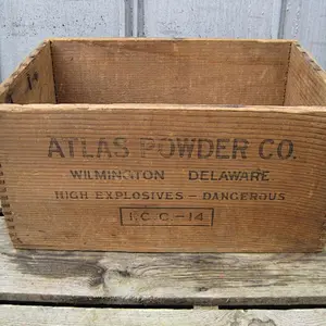Vintage  Powder Co High Explosives Dynamite Wood Box Wooden Crate
