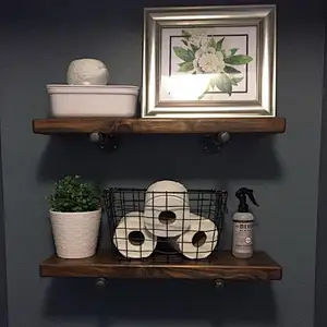 Solid Wood Rustic Farmhouse Floating Shelf