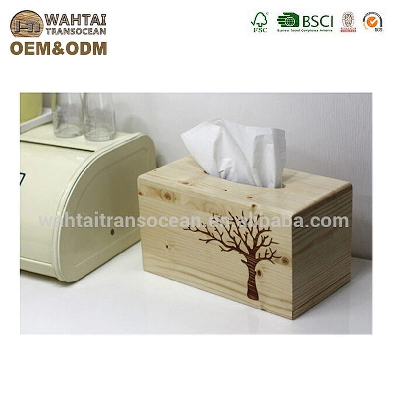 Rustic personalized customized delicate practical unfinished homedecoration wholesale Wooden Napkin Box/Wood Tissue Box