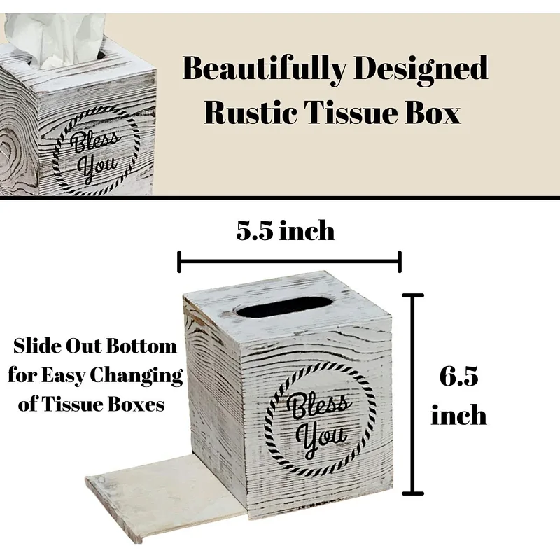 ountreeC Rustic Tissue Box Cover - Farmhouse Tissue Box Holder  with 