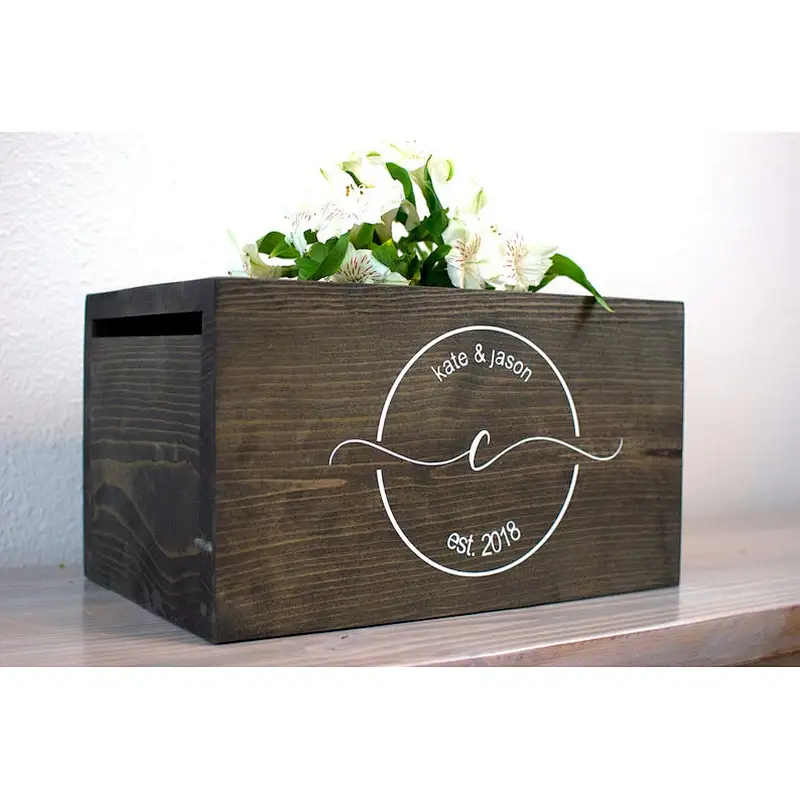 Locked Card Box Rustic Wedding Cards Box With Slot Honeymoon Fund Box