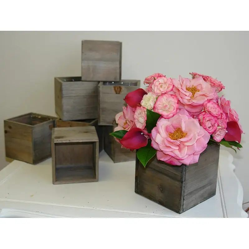 wooden box wedding centerpiece decor planter box