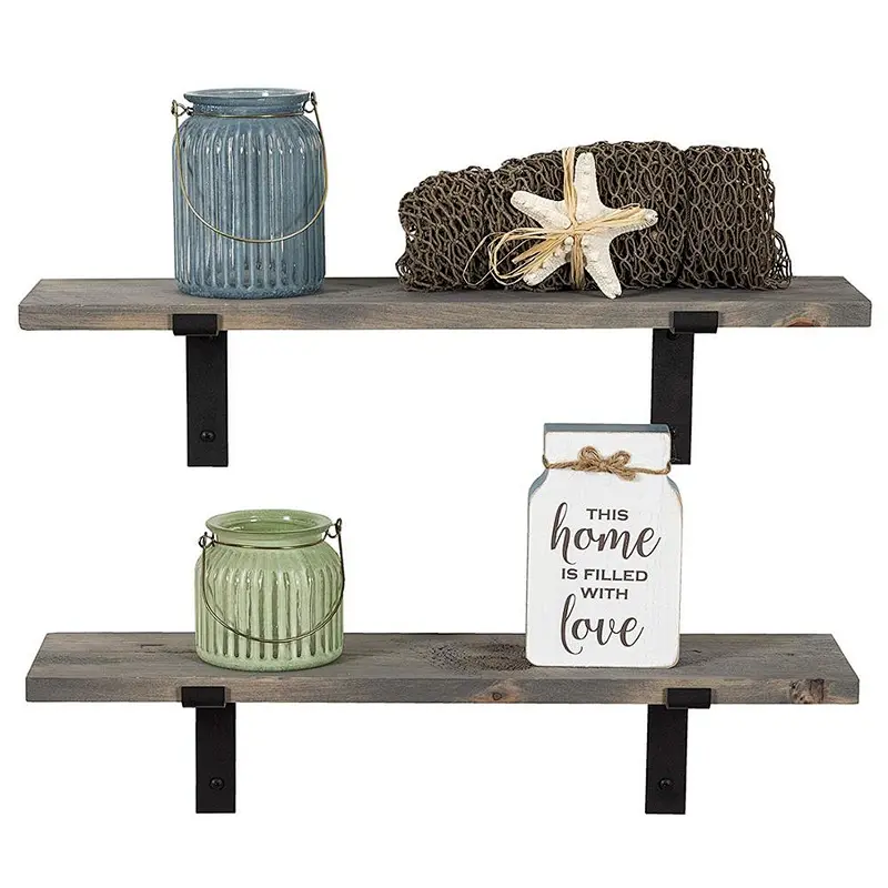 Imperative Decor Rustic Wood Floating Shelves Wall Mounted Storage Shelf with L Bracketsfloating shelves wall ropecorner wall