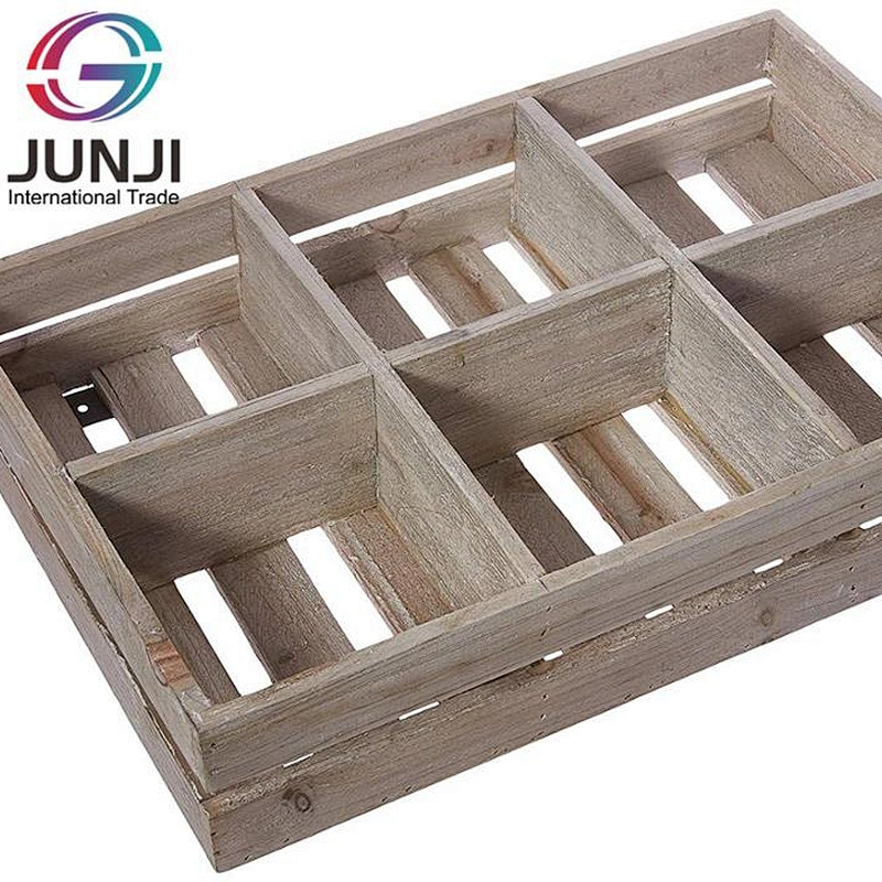 Wood Crate Slats Divided Wash Wood Accent Crates Storage Pallet Boxes with Handles