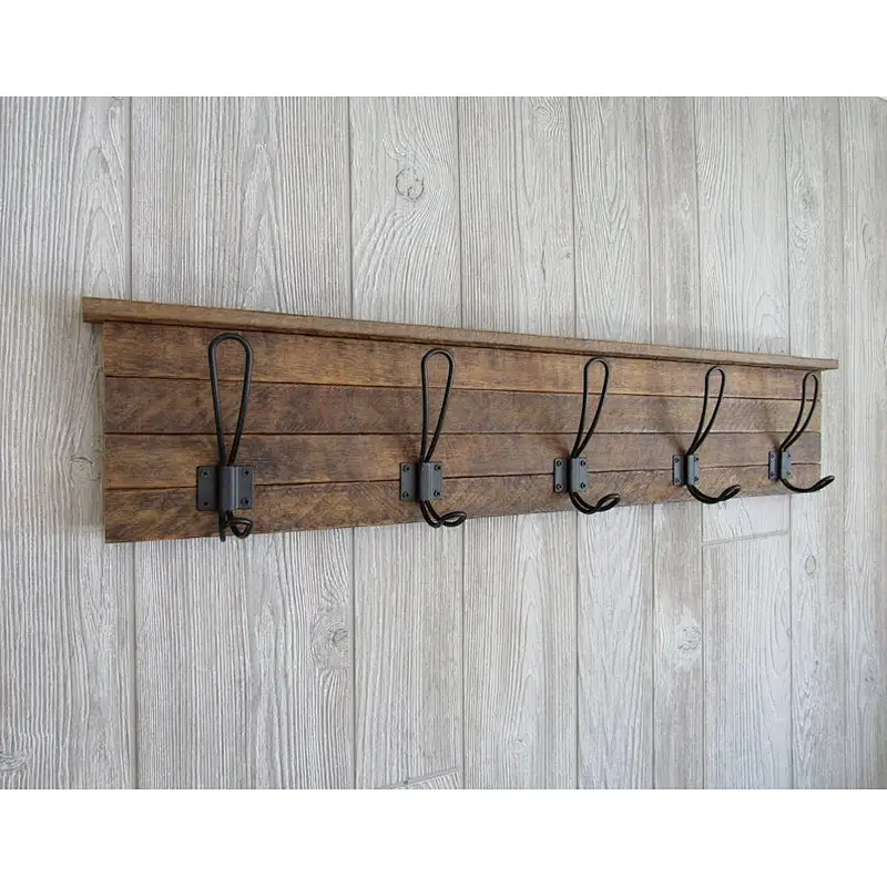Farmhouse Coat Rack Wood Coat Rack wooden wall mount shelf  black metal  wall shelf wooden wall hanging
