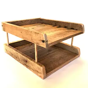 Reclaimed Wood Desk Organizer | Wooden Paper Tray | Magazine Holder |Office Organizer