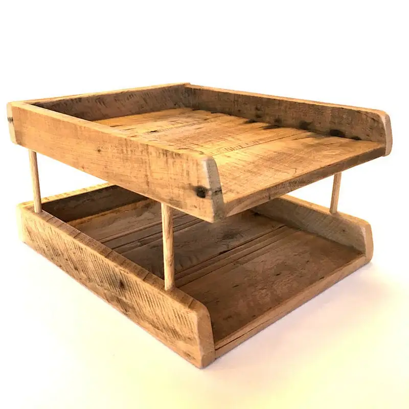 Reclaimed Wood Desk Organizer | Wooden Paper Tray | Magazine Holder |Office Organizer