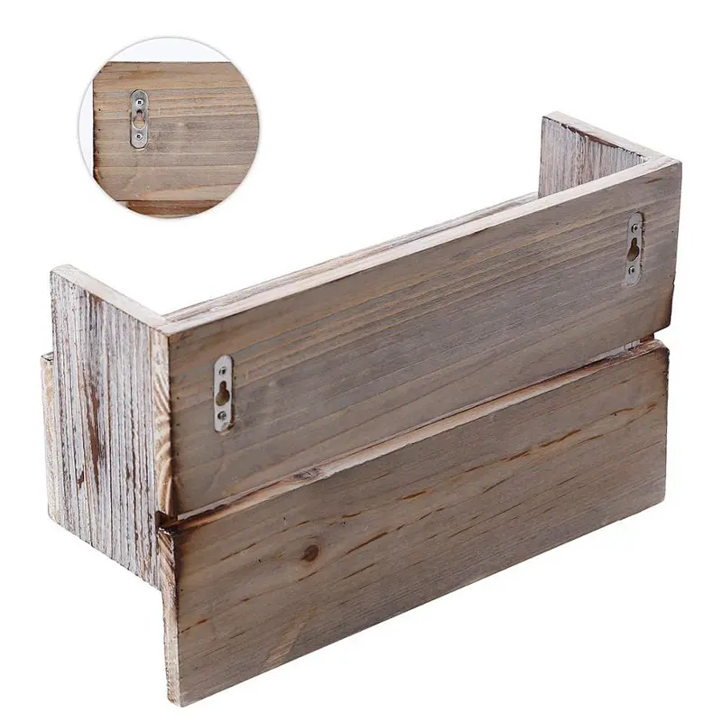 Rustic Wood Wall 4 Key Holder Hooks Memo Clips Entryway Organizer for Letter Mail Holder Magazine Holder
