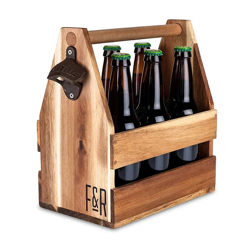 wooden beer 6 pack carrier,rustic,fir wood,with Wooden Beer Tote, Carrier.Creative Design Wooden Bottle Carrier2020