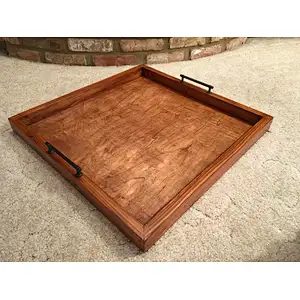 24*24 inch oak or cedar wood ottoman serving tray