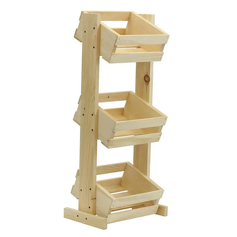 Small Tiered Wood Stand Vegetable Storage Fruit Crates Unfinished