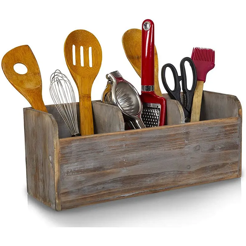 Rustic kitchen gift  kitchen organizer storage box for cutlery  Utensil set
