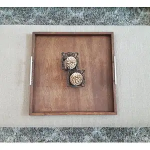 MODERN Ottoman Tray Oversized Wooden Tray  Square Coffee Table Tray 24 x 24
