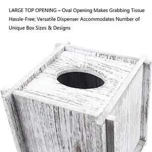 Tissue Box Cover Square Tissue Holder Wooden Rustic Torched Bathroom Facial Tissue Dispenser With Slide-Out Bottom Panel