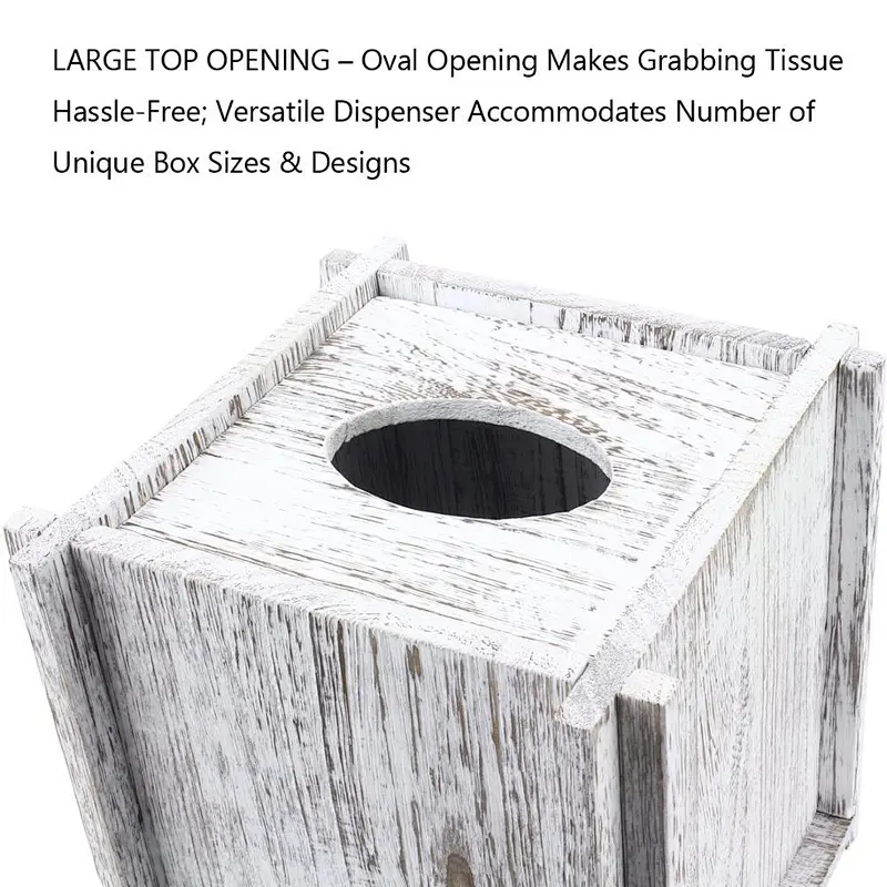 Tissue Box Cover Square Tissue Holder Wooden Rustic Torched Bathroom Facial Tissue Dispenser With Slide-Out Bottom Panel