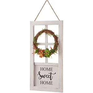 Home decoration walls billboards Wooden sign Home sign with wreath entryway or porch decor home sign