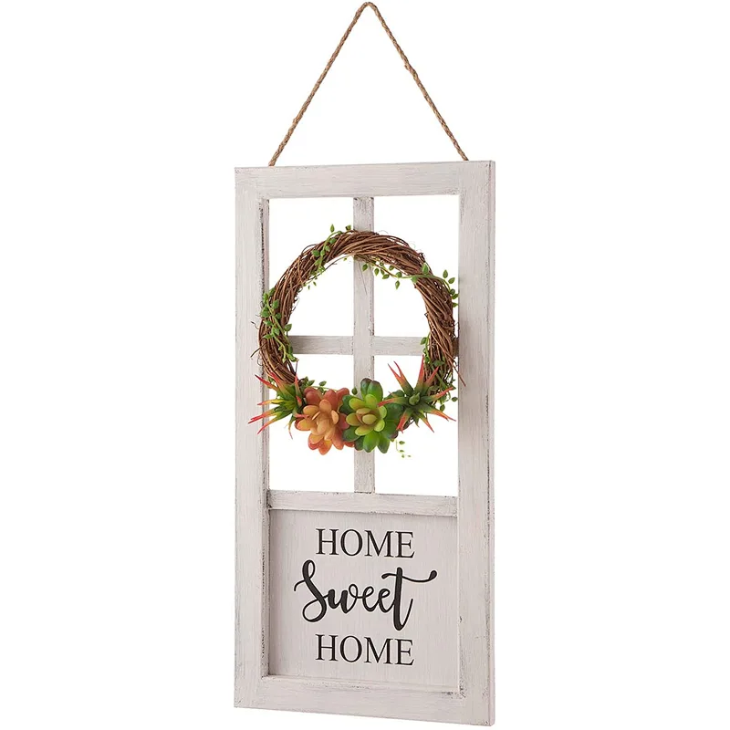 Home decoration walls billboards Wooden sign Home sign with wreath entryway or porch decor home sign