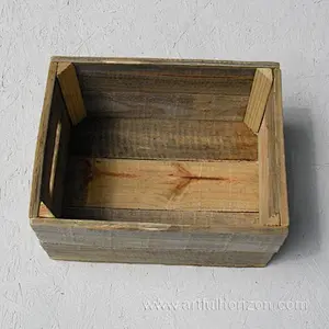 Wood Crate Primitive Folk Art Rustic Farmhouse Decor Storage Custom Finish Wooden Bin Box Natural