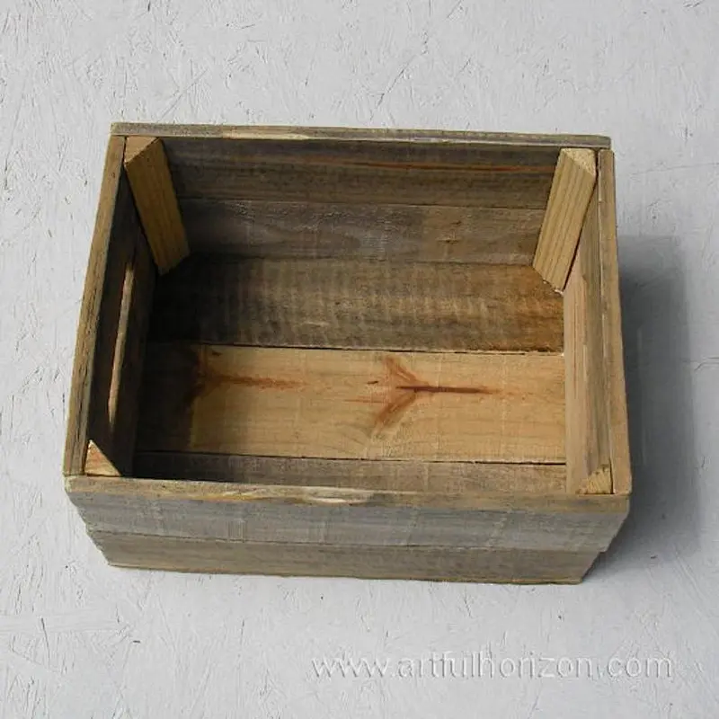 Wood Crate Primitive Folk Art Rustic Farmhouse Decor Storage Custom Finish Wooden Bin Box Natural