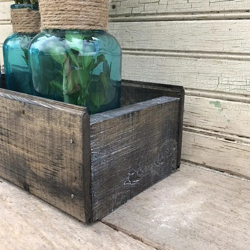 A crate planter in the style of a country farmhouse   wood box