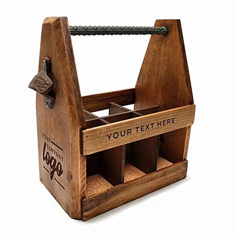 Handcrafted Wooden Beer Caddy with Bottle Opener Customized Six Pack