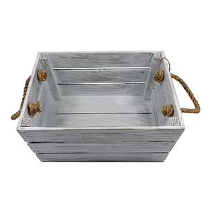 Rustic Decorative-Wooden box- Wooden crate with ropes Wood Vintage crate Retro Gift Crate Box