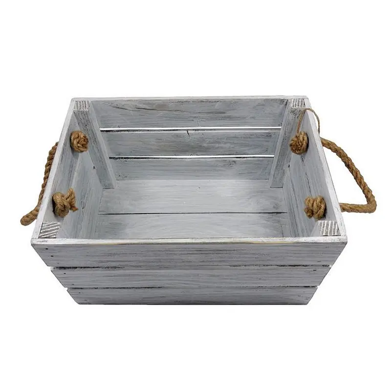 Rustic Decorative-Wooden box- Wooden crate with ropes Wood Vintage crate Retro Gift Crate Box
