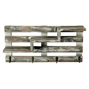 Rustic unfinished wholesale cheaper delicate personalized customTorched Wood Wall Mounted Entryway Organizer Display Shelf Rack