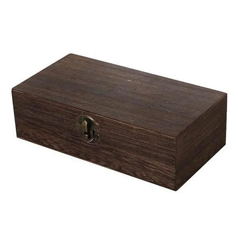 Home Storage Box Natural Wooden Box With Lid Golden Lock Postcard Organizer Handmade Craft Jewelry Case