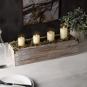 Rustic Whitewashed Wood Planter Box