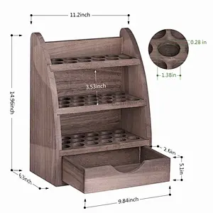 Essential Oils Storage Rack  45 Round Slots Wooden Nail Bottle Display Holder Organizer
