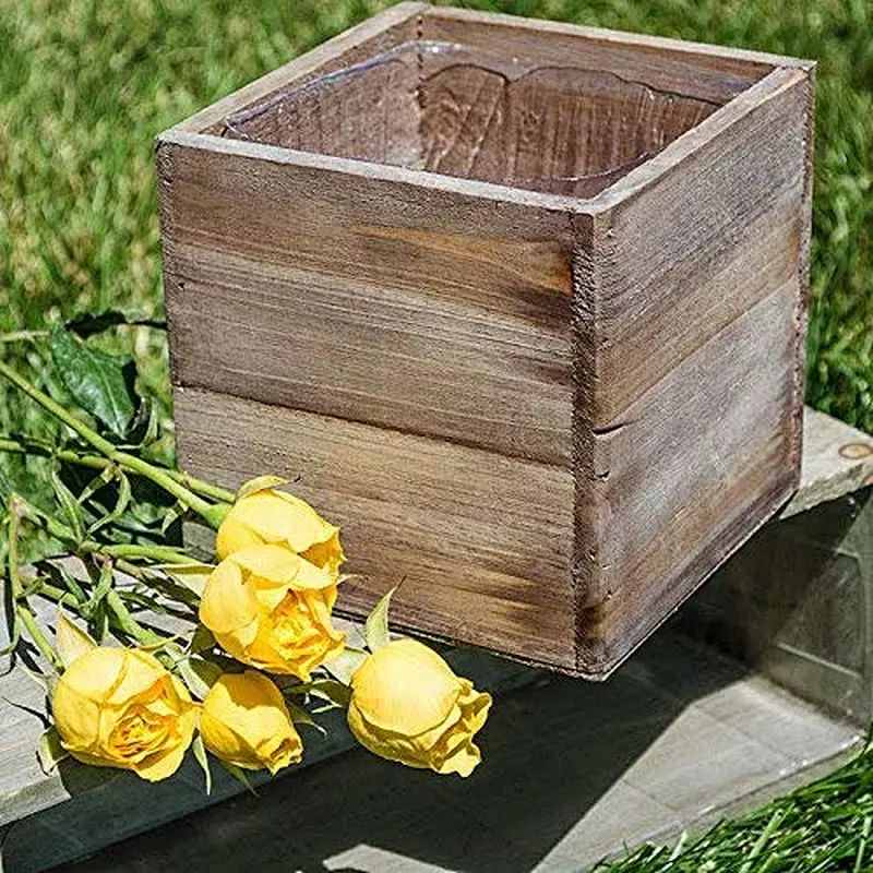 5 Inch Square Flower Holder,  Country Style, Home and Wedding Wood Planter Box