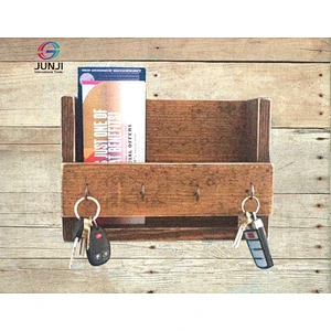 Rustic wood floating wall shelves book shelf wooden wall mounted wall shelf with hooks