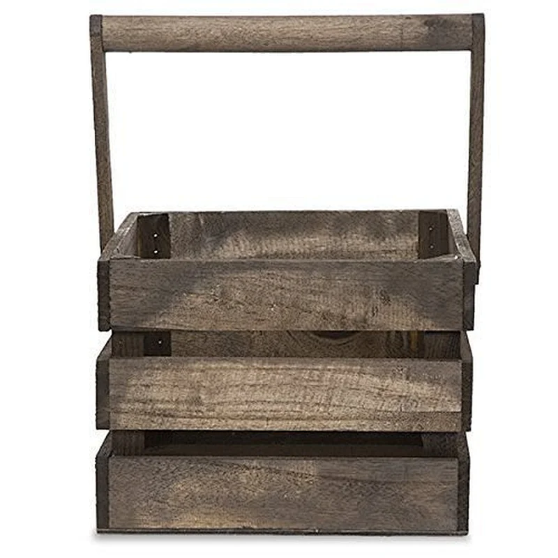 The Lucky Clover Trading Wooden Crate Swing Handle Basket *wooden box