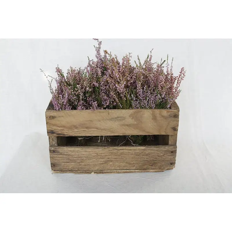 Rustic wholesale wood planter box   VintageRetro country planting box combination wood box with ceramic flower manufacturers