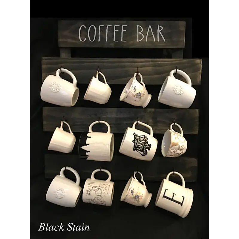 Hook Rustic Wall-Mounted Wood Coffee Mug Holder Kitchen Storage Rack Brown  Wooden shelf wooden Mug Rack