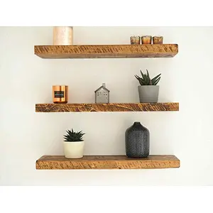 Rustic wood floating shelves decoration wall shelf for living room
