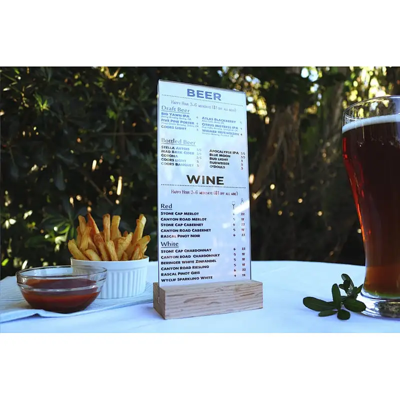 Coffee menu stand Wood Menu Card Wooden Hotel Signs Name Card