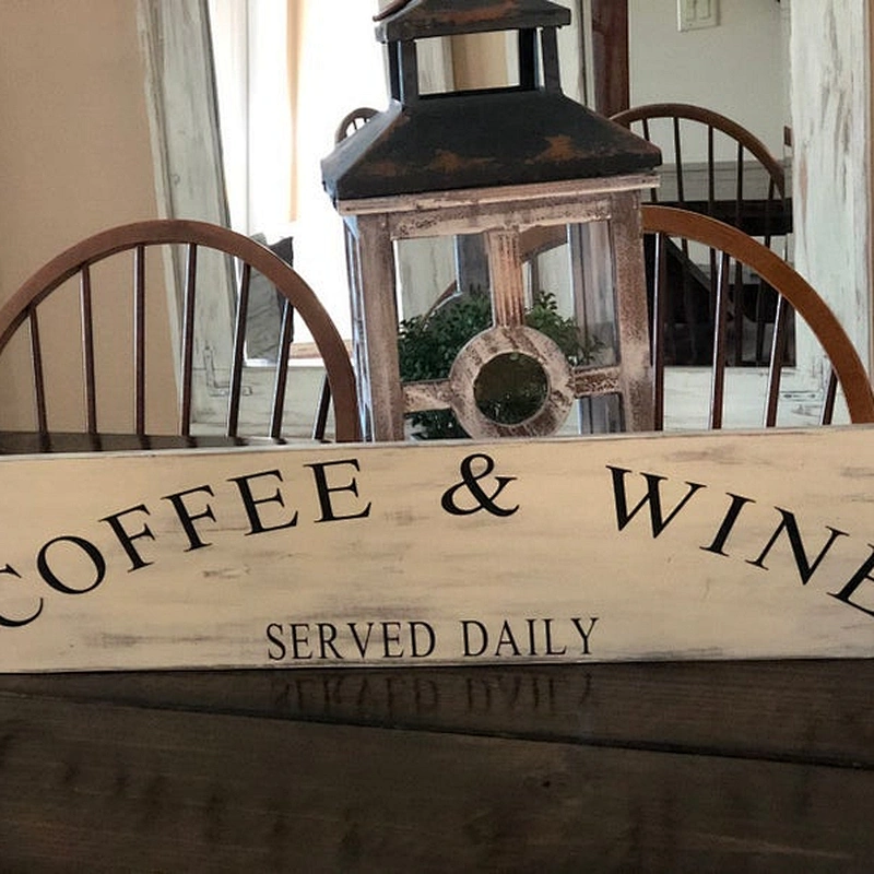 Coffee and Wine sign,  Coffee Sign, Distressed , Rustic Farmhouse, Wall Decor