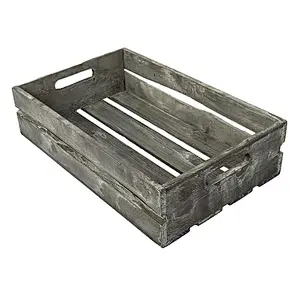 Farmhouse Style Barnwood Gray Wood Nesting Crates Set of 3Rustic Open Top Storage Pallet Boxes