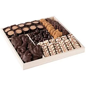 Five Sections Wooden Tray - Square Wood Serving Tray with Five Unique Designed Compartments