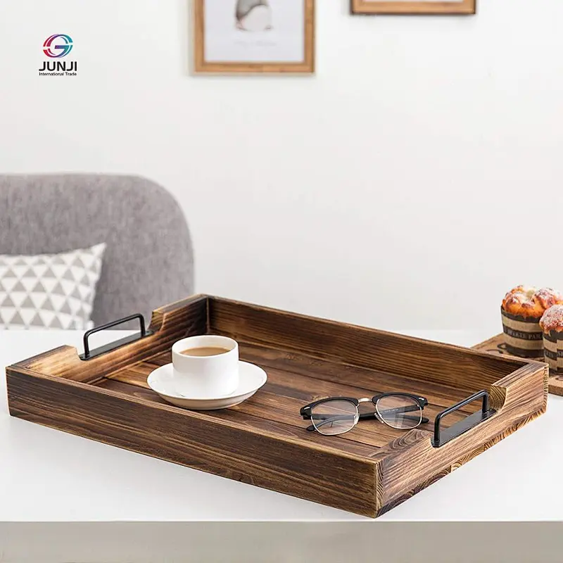 Extra Large Wooden Tray Wooden Ottoman Tray Wooden Serving Trays Wooden Tray With Metal Handle Wooden Ottoman Tray