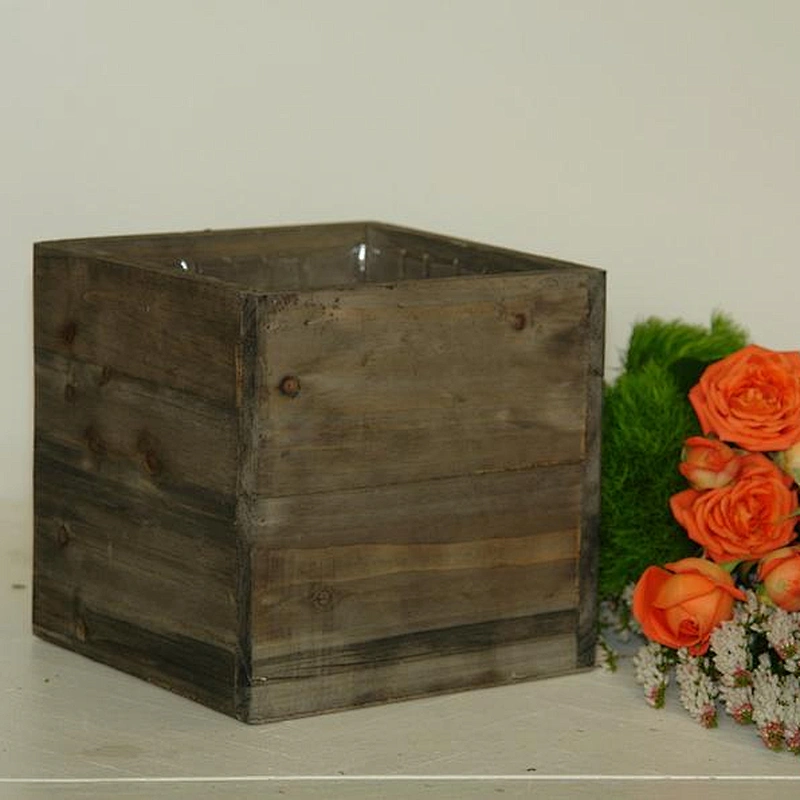 Wooden planter flower pot
