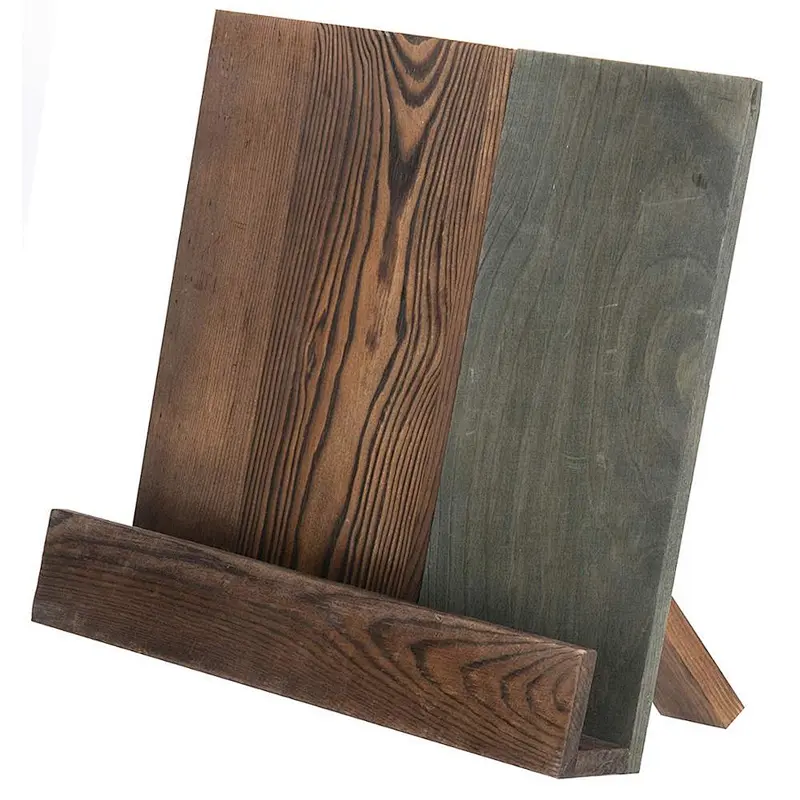 Rustic Farmhouse Style Wood Cookbook Holder with Kickstand