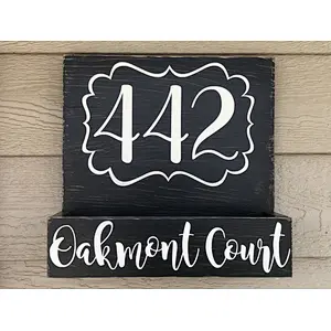 Rustic handmade wooden house number planter outside decoration