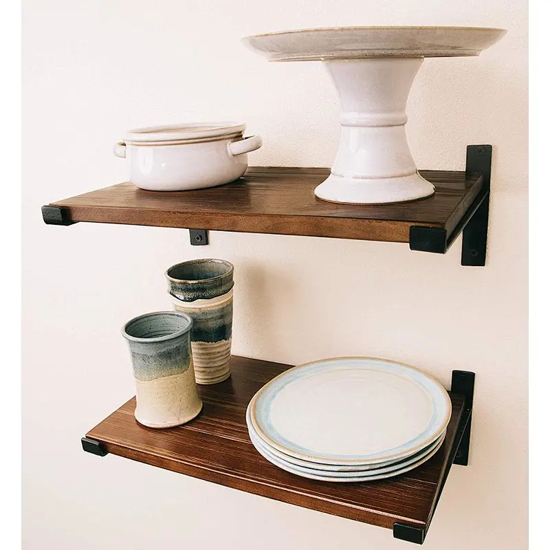 Premium Home Decor Rustic Floating Shelves Industrial Wall Mounted Shelving Real Farmhouse Wood Shelf