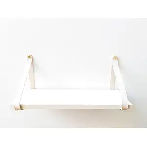 wall corner floating shelf Wooden floating shelf with genuine leather straps 30cmmdf wall shelveswall display shelf